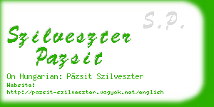 szilveszter pazsit business card